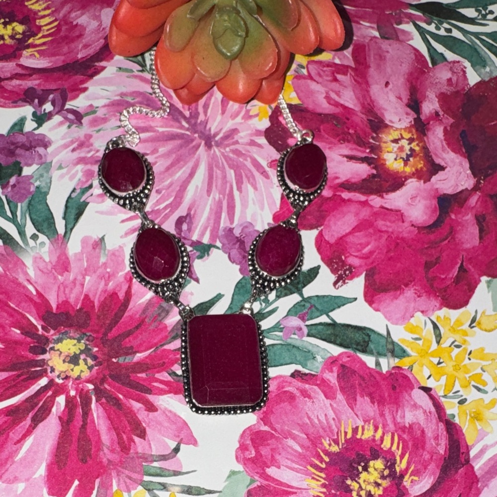 Ruby Silver Necklace - image 1